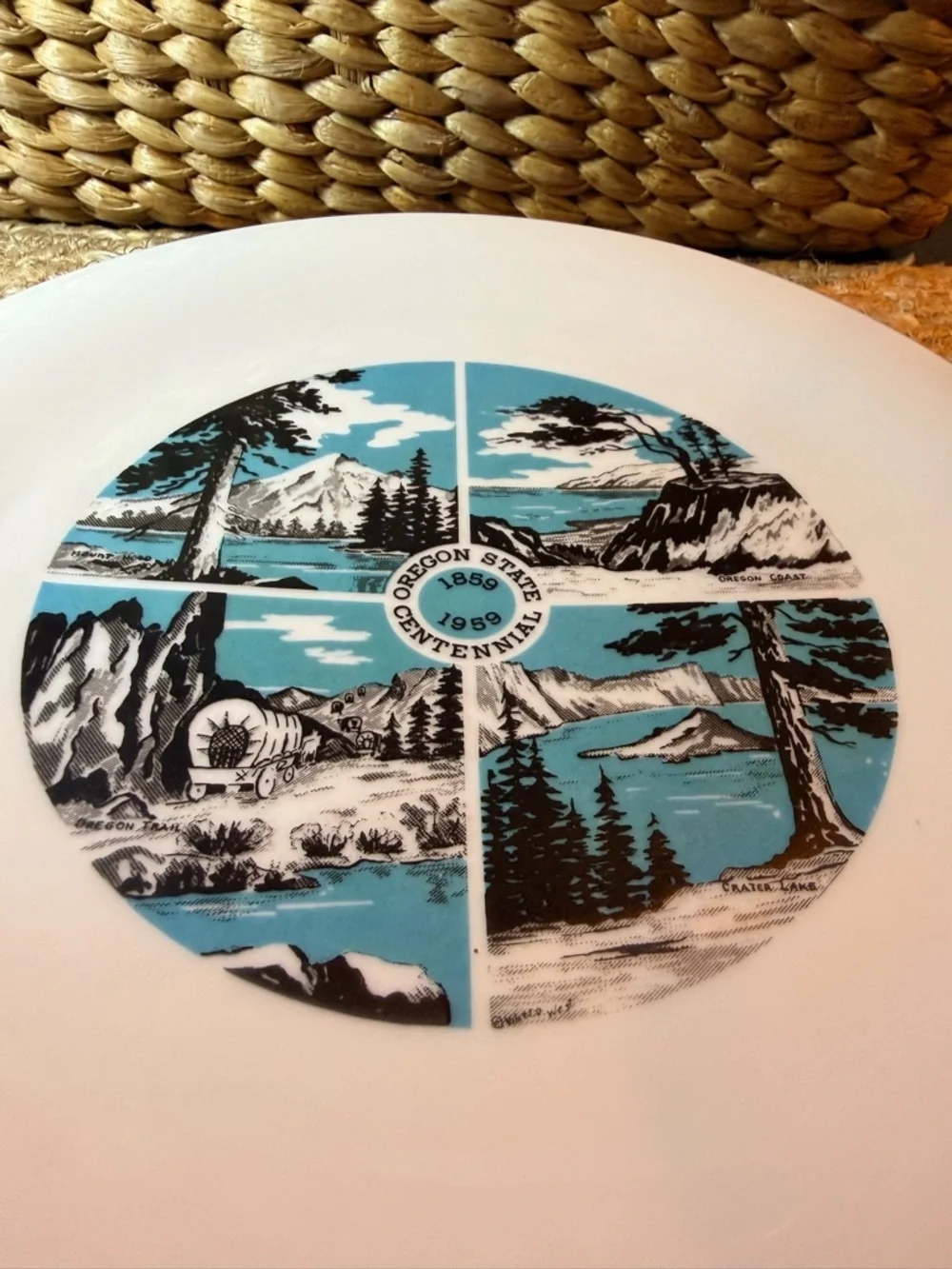 Vintage Oregon State Centennial Decorative Wall Plate from 1959
